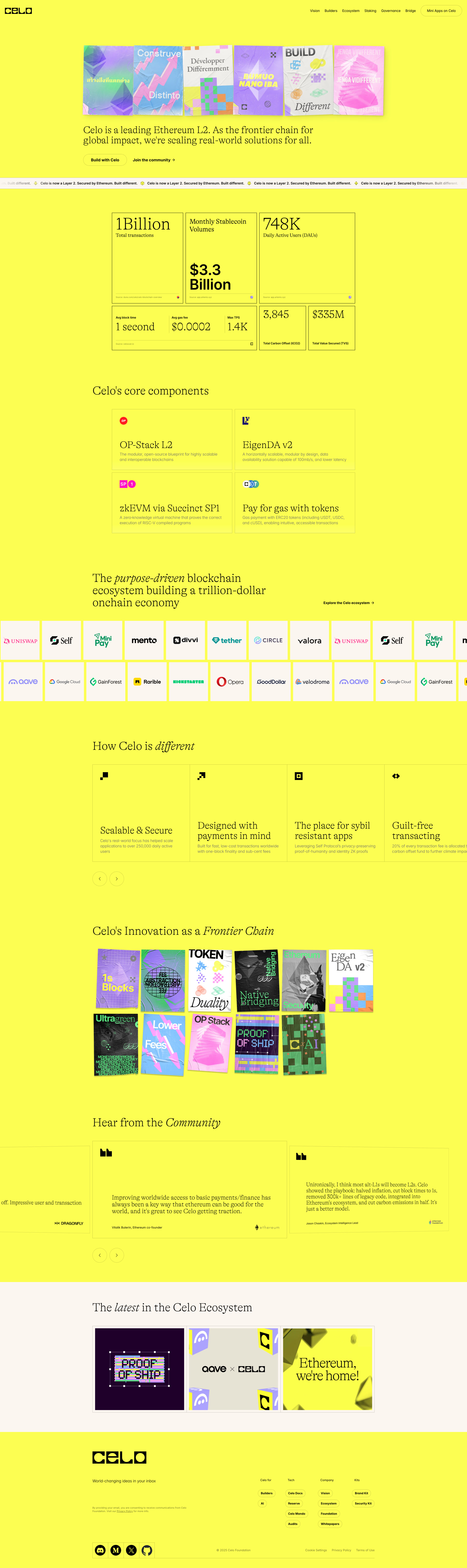 Celo Landing Page Example: Celo is an Ethereum L2 powering fast, low-cost payments, native stablecoins, and DeFi apps — driving real-world adoption and financial inclusion worldwide.