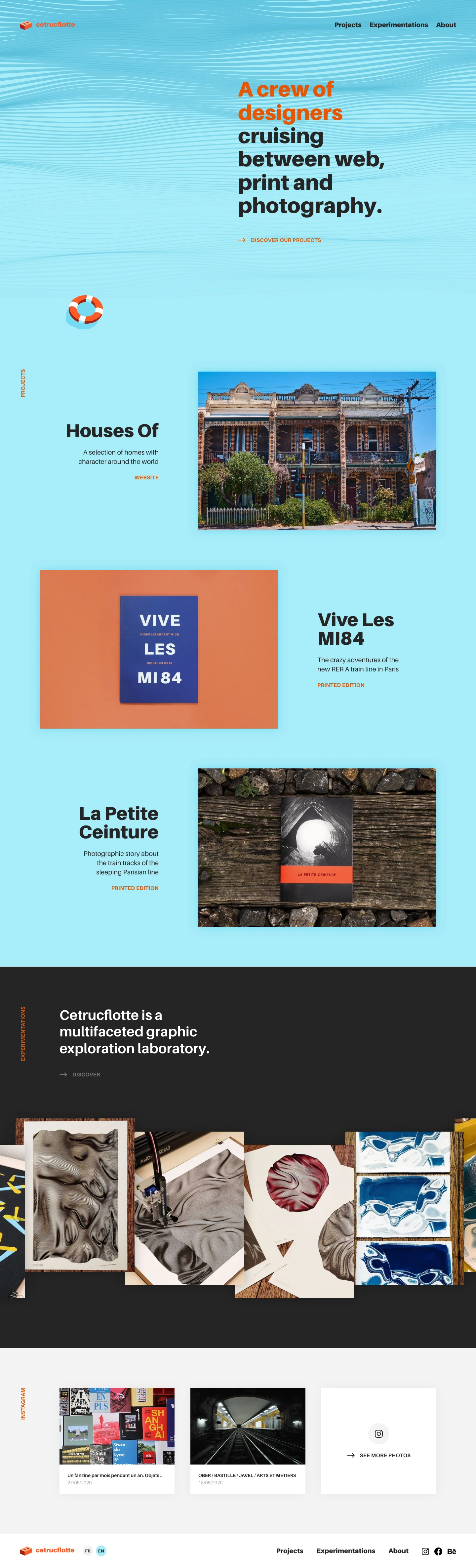 Cetrucflotte Landing Page Example: Cetrucflotte is a collective of designers flowing between web, print et photography.