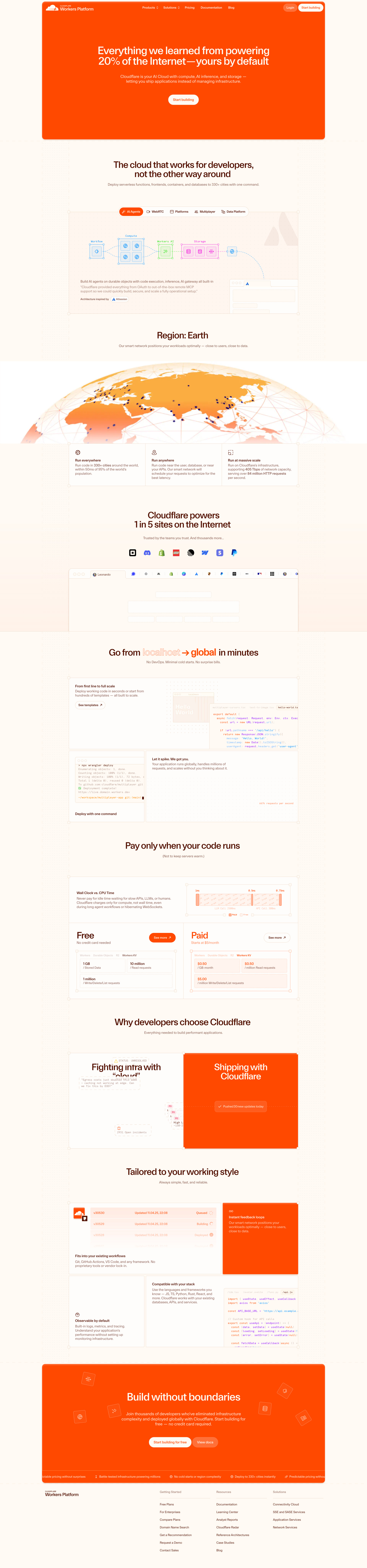 Cloudflare Workers - Landing Page Design | Lapa Ninja
