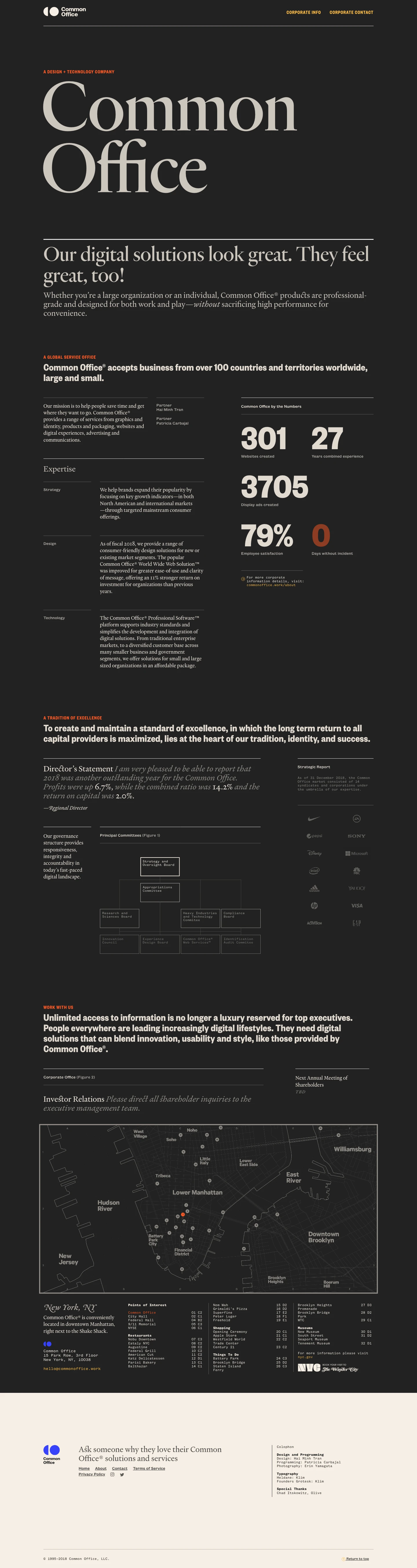 Common Office Landing Page Example: Whether you’re a large organization or an individual, Common Office products are professional-grade and designed for both work and play—without sacrificing high performance for convenience. Our mission is to help people save time and get where they want to go. Common Office provides a range of services from graphics and identity, products and packaging, websites and digital experiences, advertising and communications.