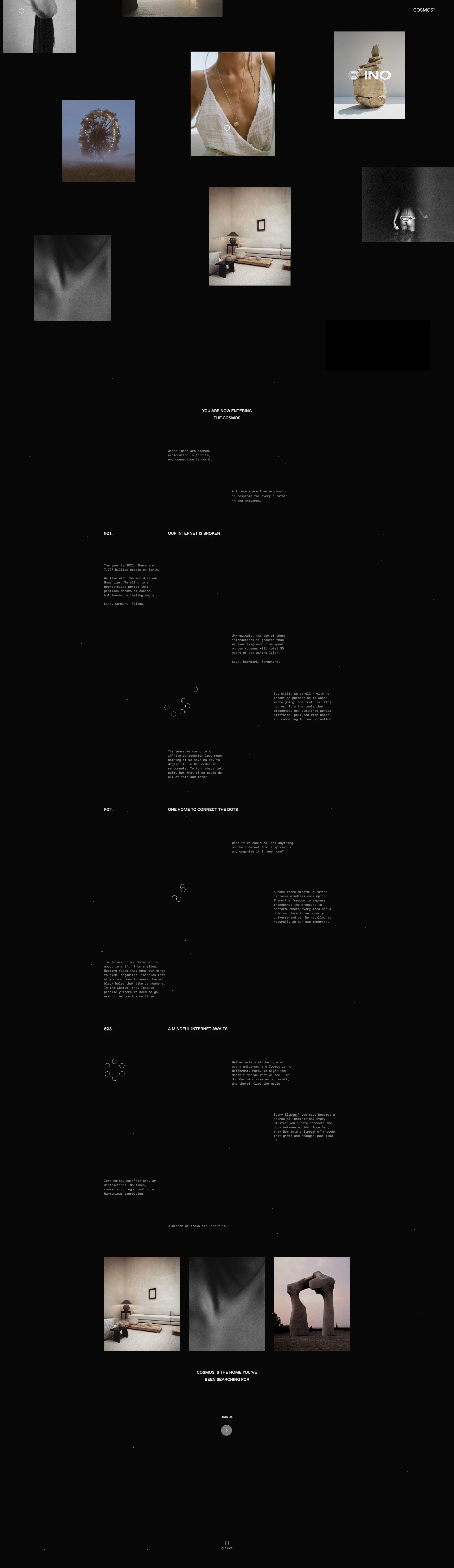 Cosmos Landing Page Example: A home for curating your universe.