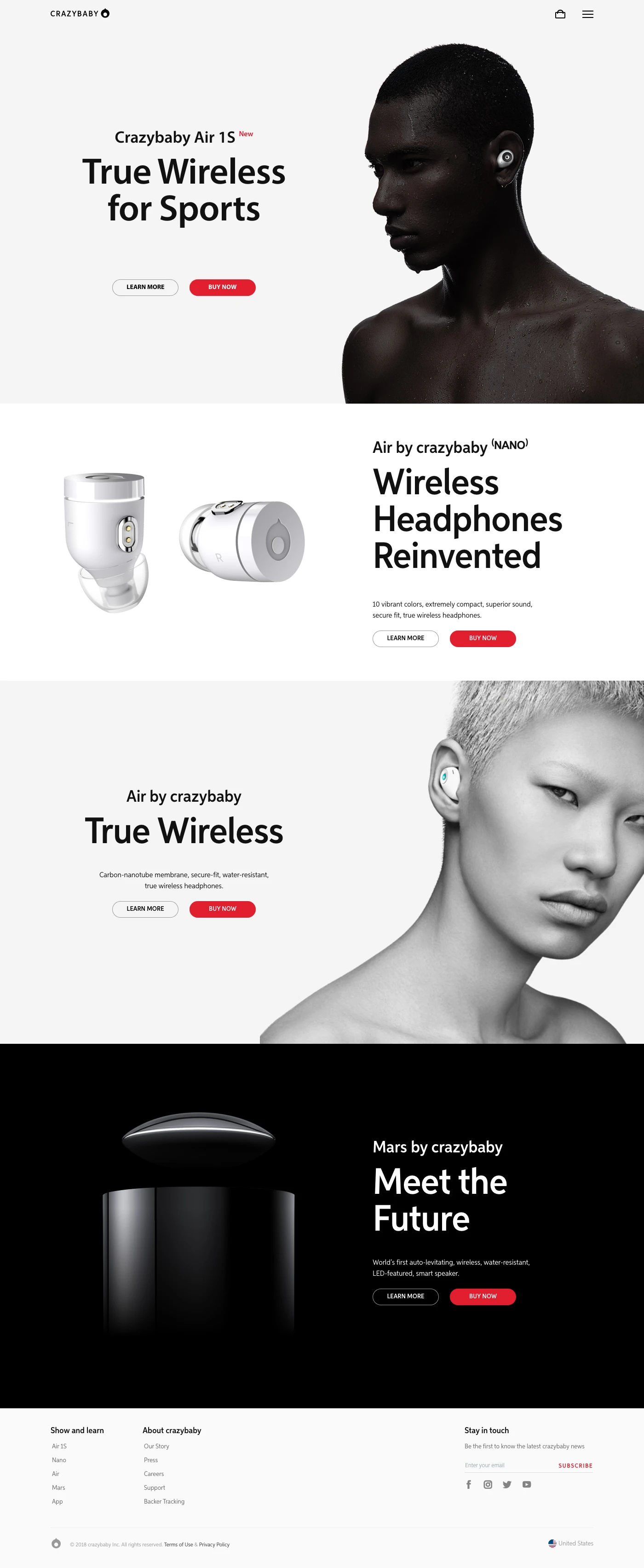 Crazybaby Landing Page Example: Premium audio by crazybaby. We make sure everything we do honors your moment with music.