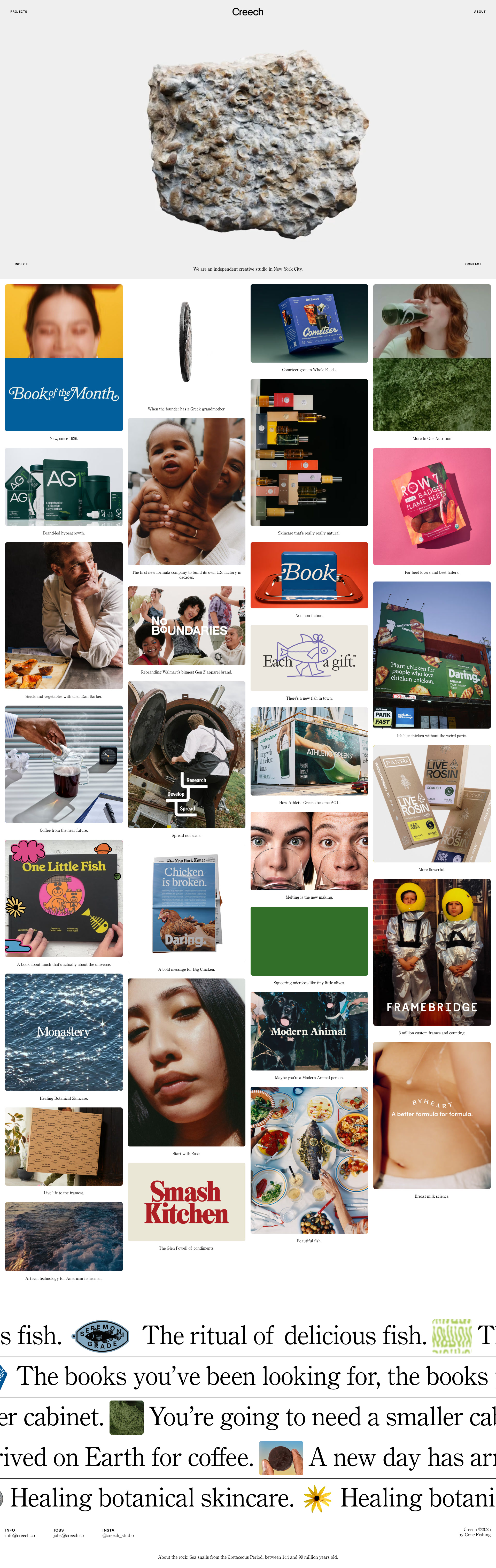 Creech Landing Page Example: Creech is a creative studio in New York City, led by Ashley Jones & Griffin Creech, partnering with brands from pre-seed to Fortune 50.