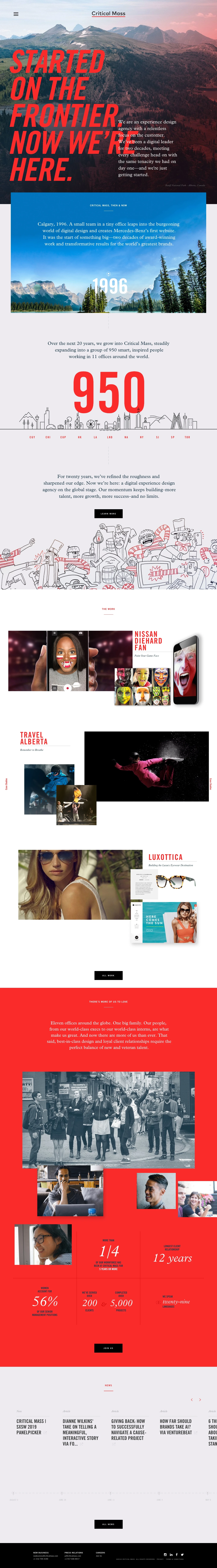 Critical Mass Landing Page Example: Critical Mass is a full service digital experience design agency with a relentless focus on the customer. Headquartered in Calgary, Canada with offices around the world.