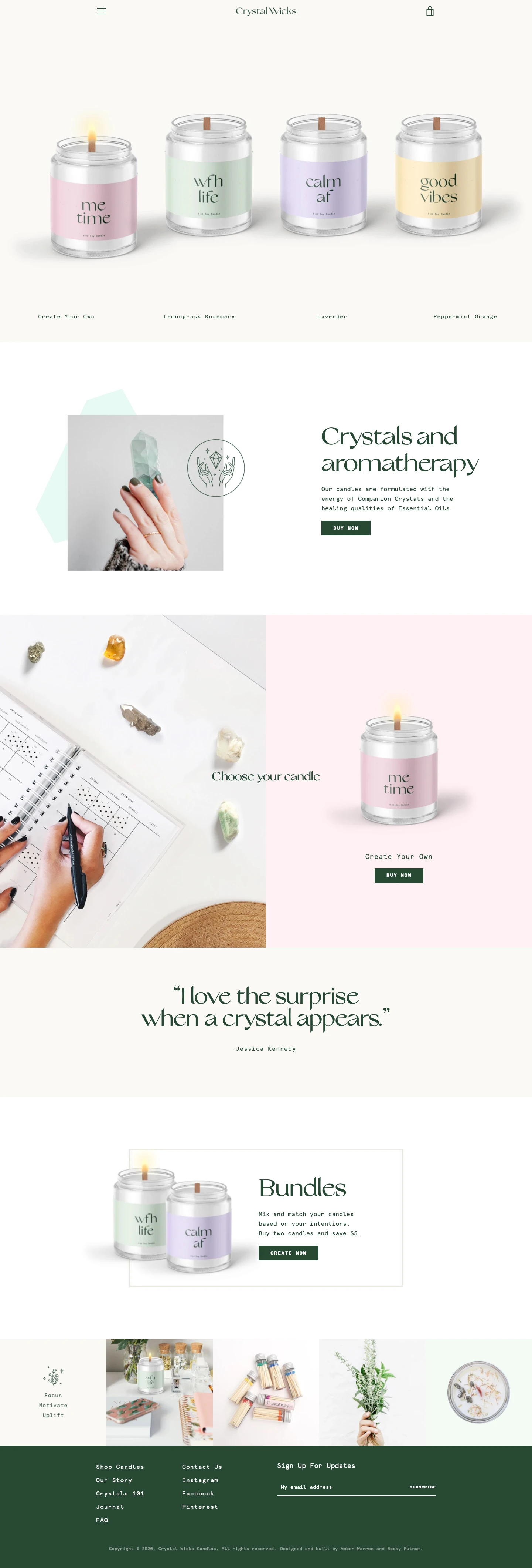 Crystal Wicks Landing Page Example: Our candles are formulated with the energy of Companion Crystals and the healing qualities of Essential Oils.