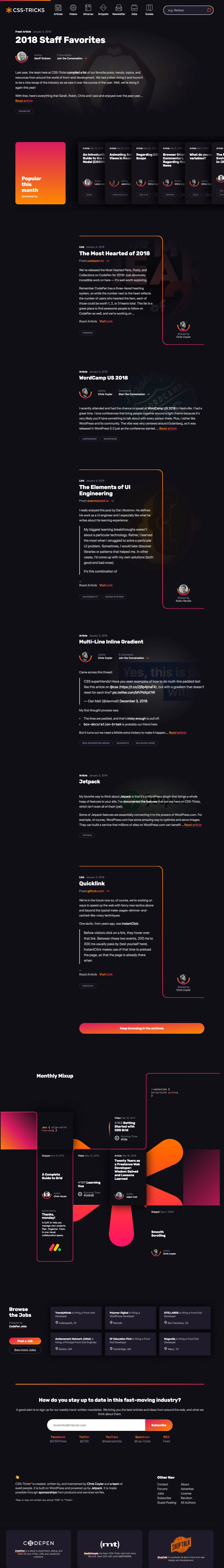 CSS-Tricks Landing Page Example: Tips, Tricks, and Techniques on using Cascading Style Sheets.