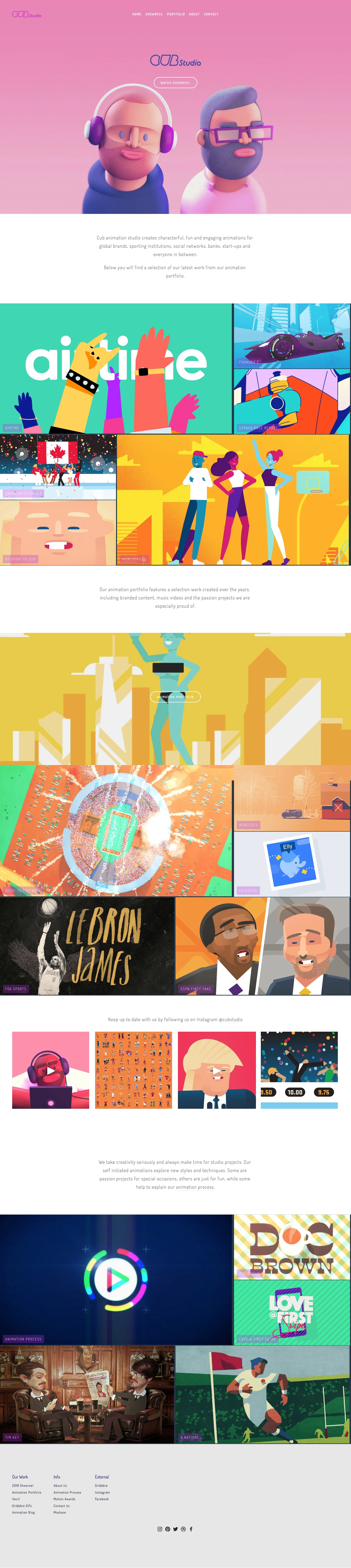 Cub Animation Studio Landing Page Example: Animation studio creating animated content: sports animation, branded content, animated explainer videos, online promos, animated TVC and animated Lottie files and stickers