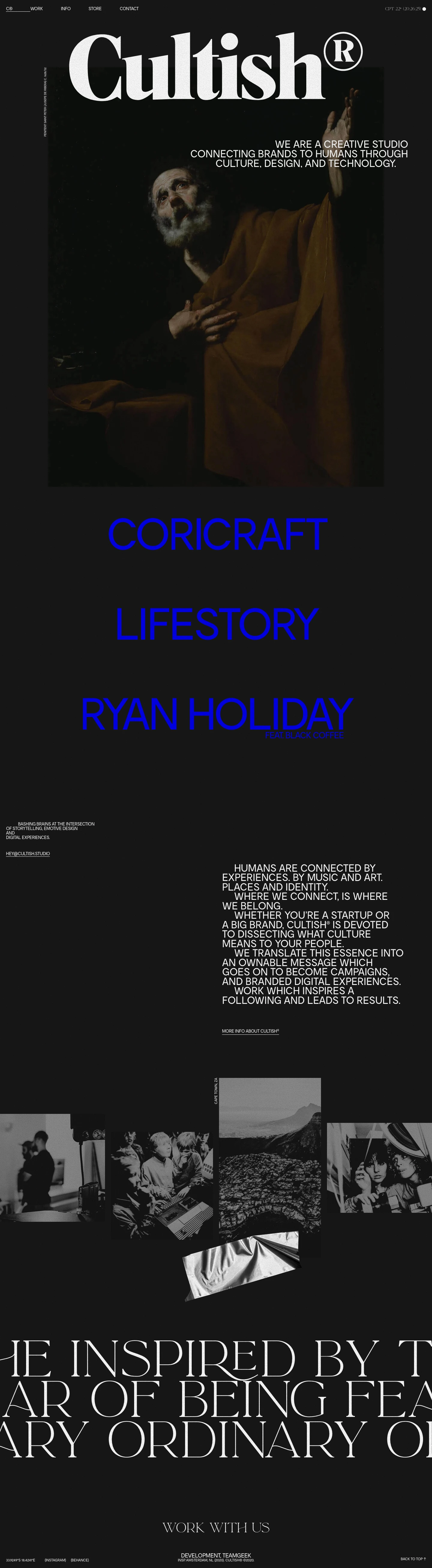 CULTISH Landing Page Example: We are a creative studio connecting brands to humans through culture, design and technology.