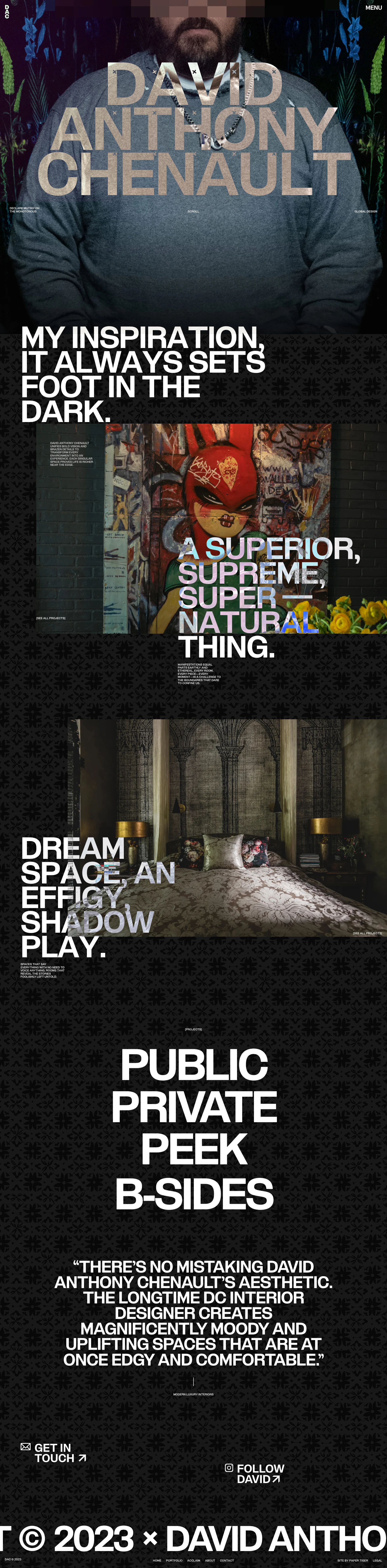 David Anthony Chenault Landing Page Example: Award-winning decadence from the studio of David Anthony Chenault, the authority of interior design in Washington D.C.
