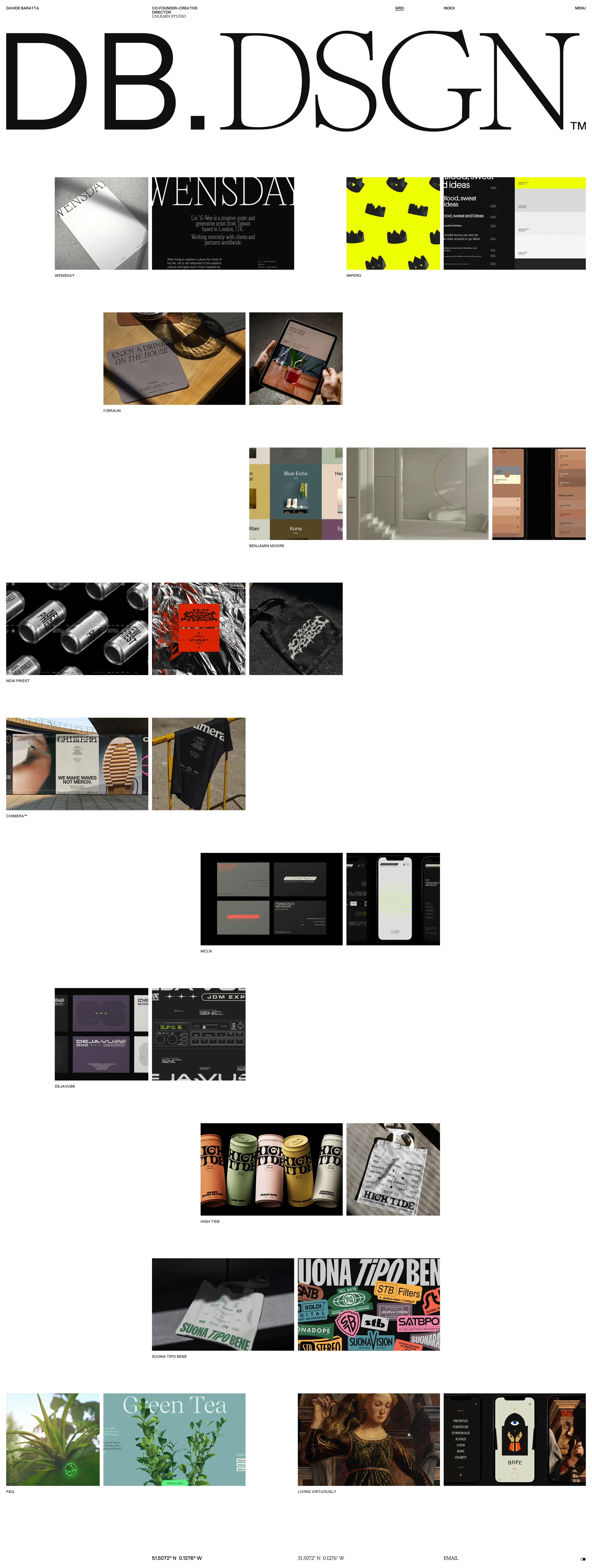 Davide Baratta Landing Page Example: Creative Director and Co-Founder at Unlearn Studio.