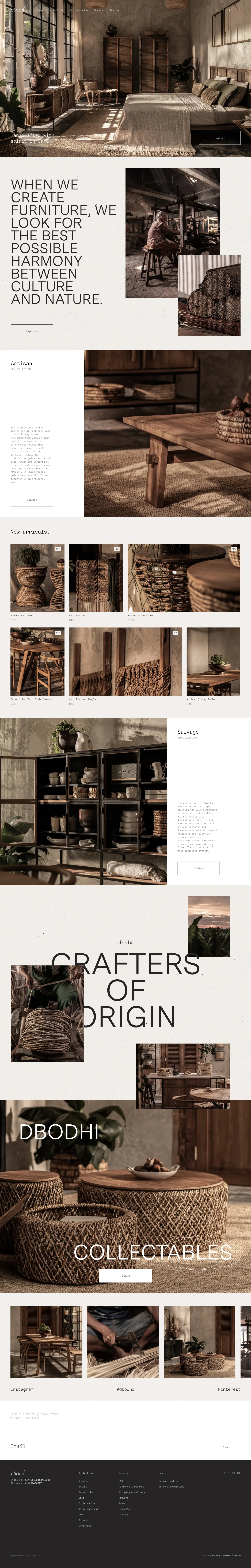 dBodhi Landing Page Example: We are craftsmen with a deep appreciation for nature. For us, nature is not just beautiful, it is everything. It is the origin of all creation and the source of our inspiration.