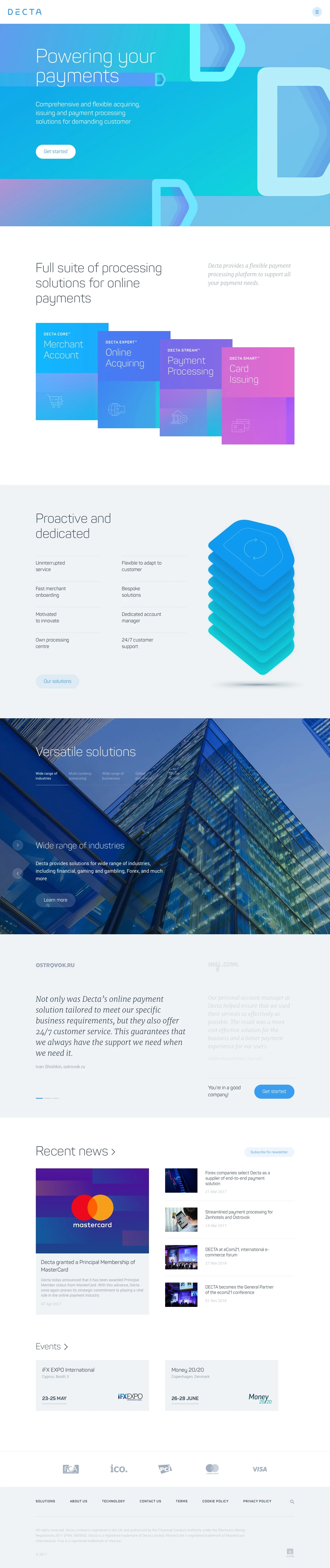Decta Landing Page Example: Decta offers a wide range of online payment services and e-commerce solutions