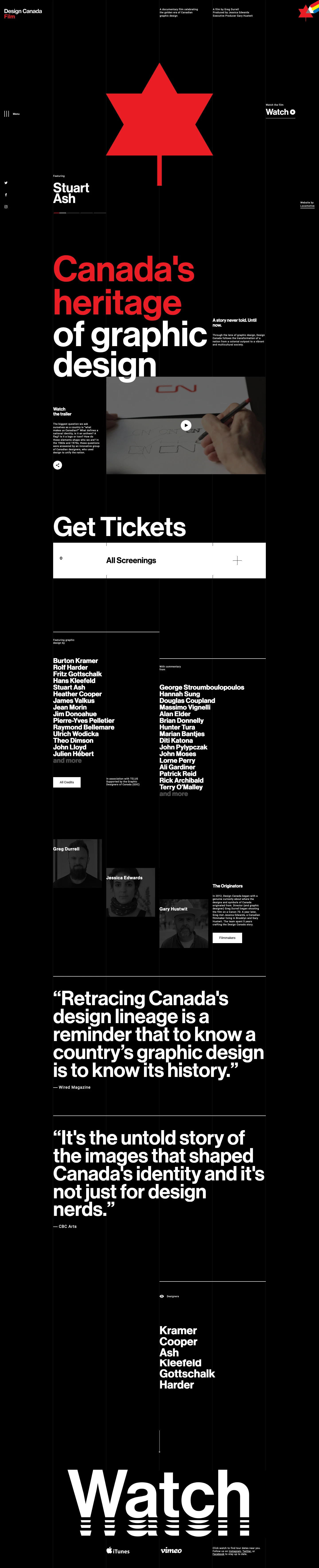 Design Canada Landing Page Example: A documentary film that follows the transformation of a nation from a colonial outpost to a vibrant and multicultural society, through the lens of graphic design.