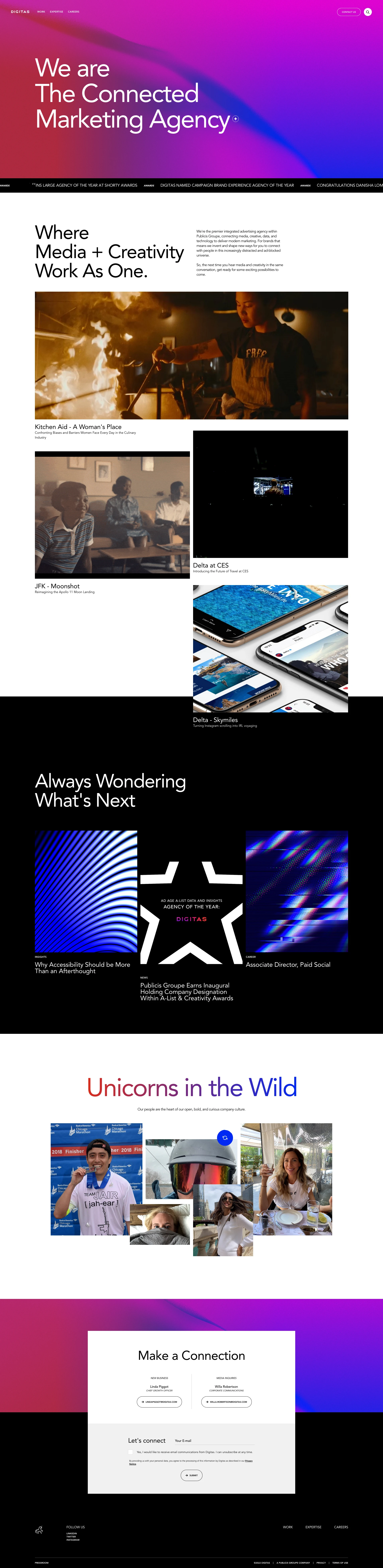 Digitas Landing Page Example: Digitas is a global marketing, technology, and digital agency that uses data, design, and creativity to enable businesses to excel in the digital age.