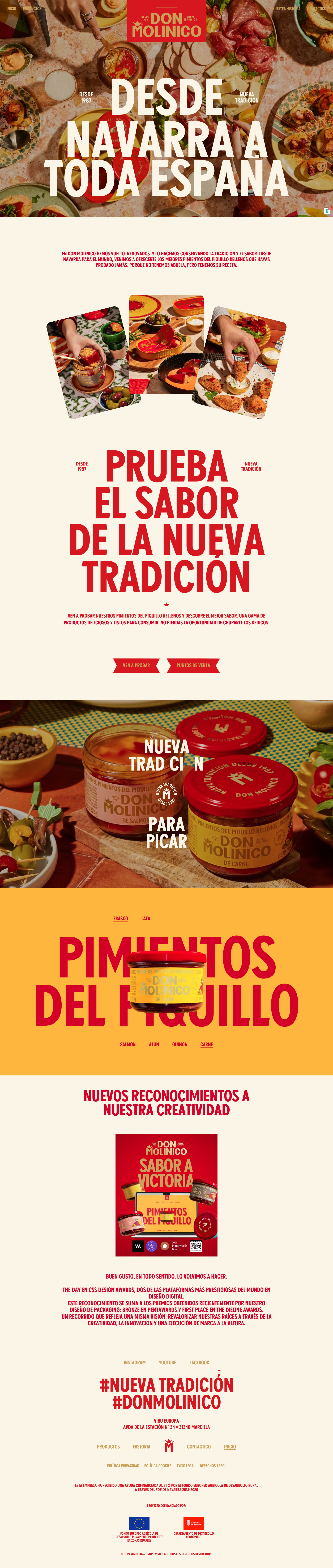 Don Molinico Landing Page Example: https://www.donmolinico.es/