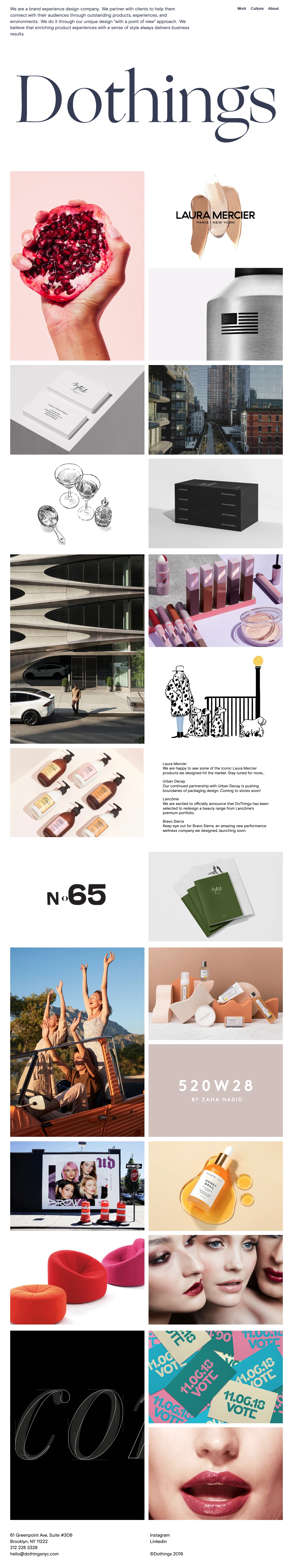 Dothings Landing Page Example: We are a brand experience design company. We partner with clients to help them connect with their audiences through outstanding products, experiences, and environments. 