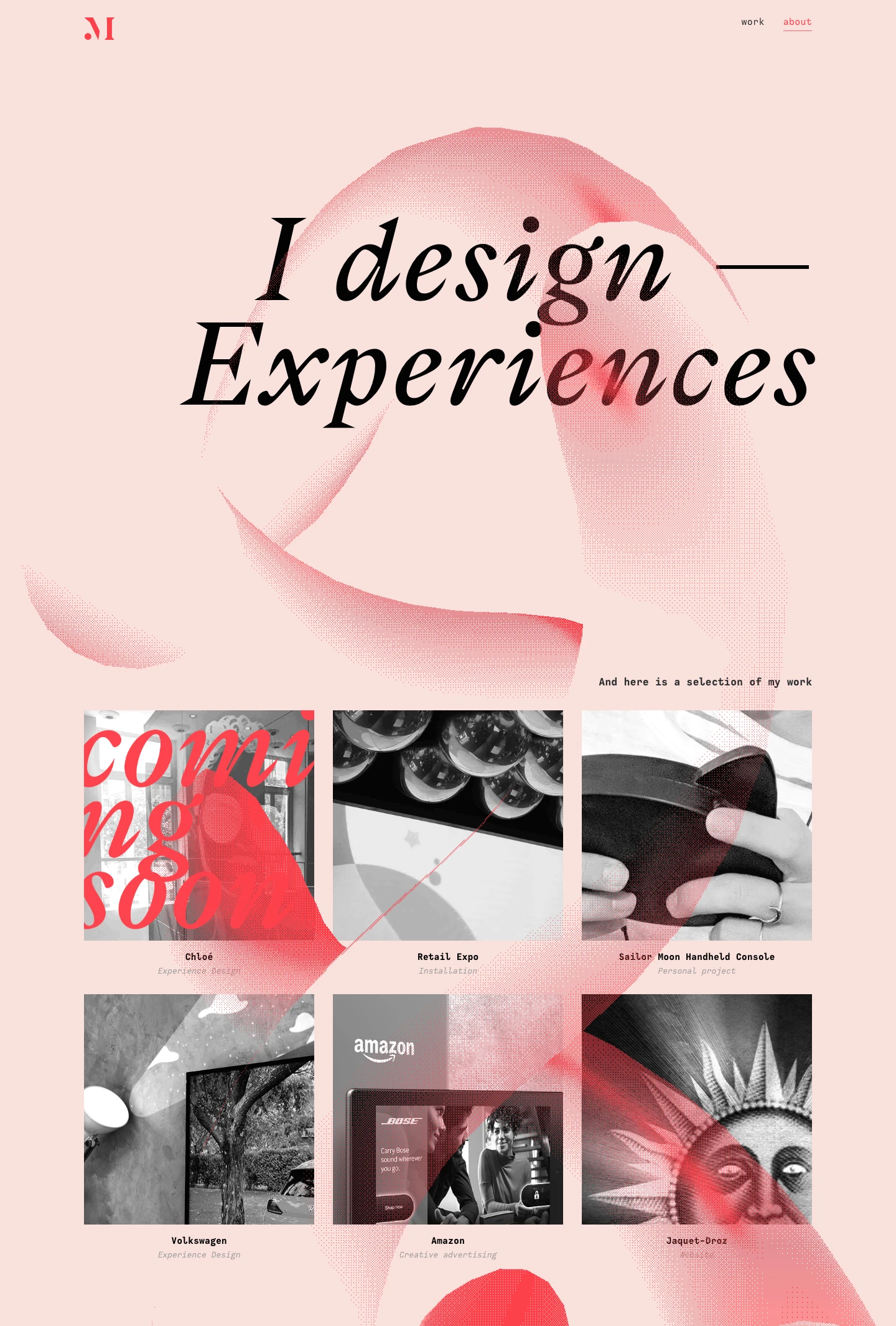 Mickaël Larchevêque Landing Page Example: Former Creative Director at Amazon with more than 16 years of experience, I am currently working at Dalziel & Pow, a brand innovation studio, where I have focused for the last 4 years on Digital Experiences in the physical world.