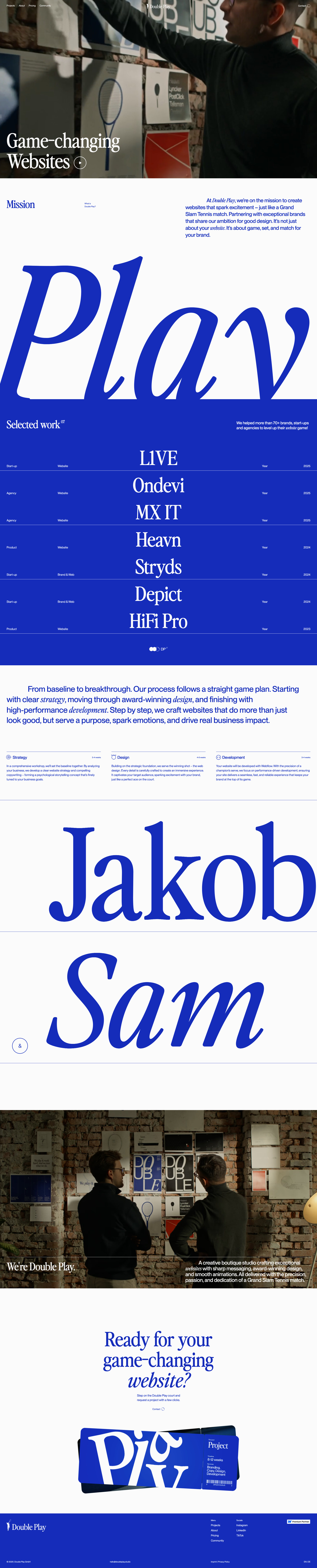 Double Play Landing Page Example: Double Play brings the quality of exceptional brands to the web. To secure your spot at the top of the leaderboard.