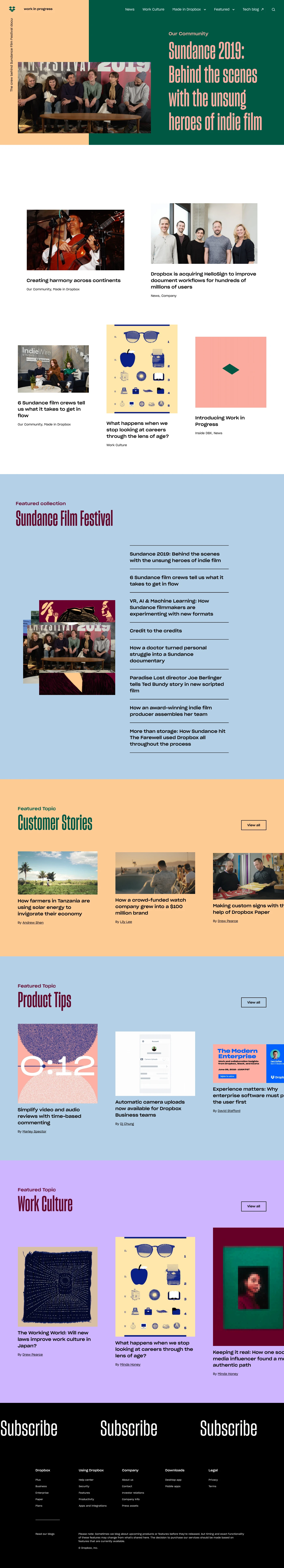 Dropbox Blog Landing Page Example: Work in Progress by Dropbox