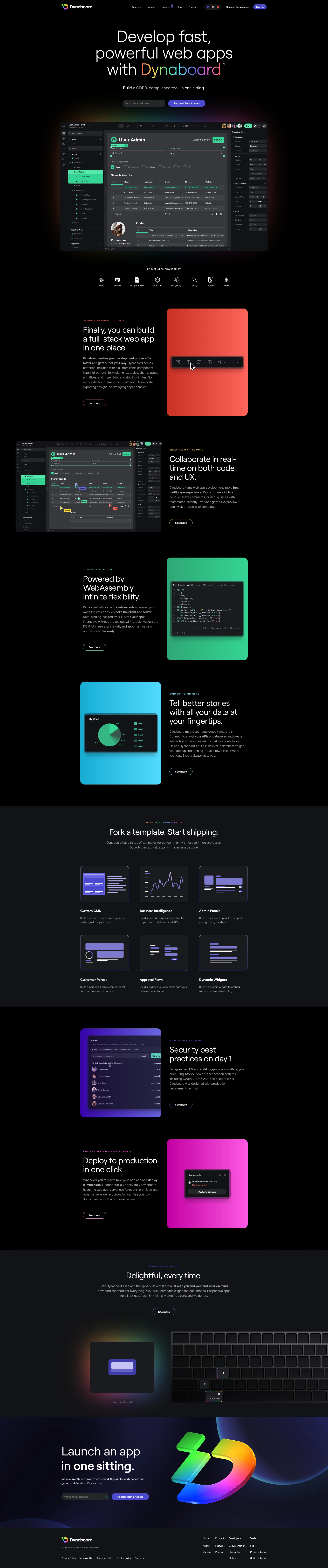 Dynaboard Landing Page Example: The collaborative development platform for full-stack web apps.