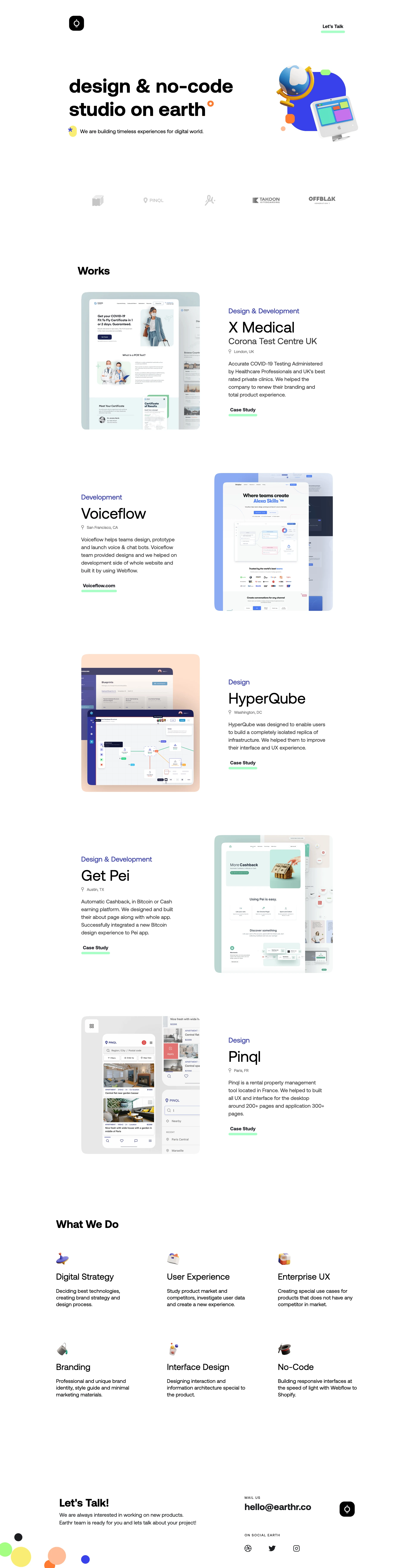 Earthr. Landing Page Example: We are building timeless experiences for digital world. Earthr team is ready for you and lets talk about your project!