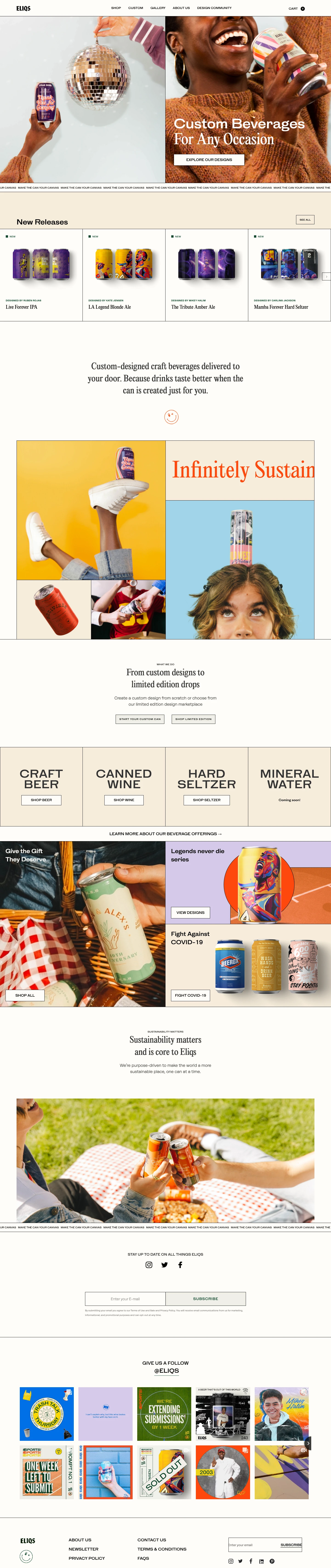 Eliqs Landing Page Example: Eliqs creates personalized, custom brands of beer for corporate events, social events, weddings, and bars, restaurants, and hotels.