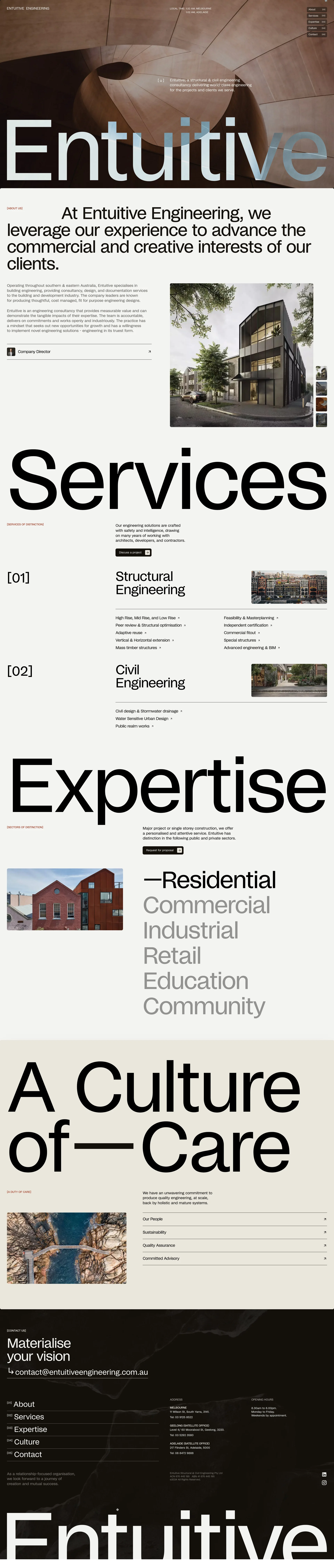 Entuitive Landing Page Example: Entuitive is a full-service Structural and Civil Engineering consultancy based in Australia, delivering world class engineering for the projects and clients we serve.