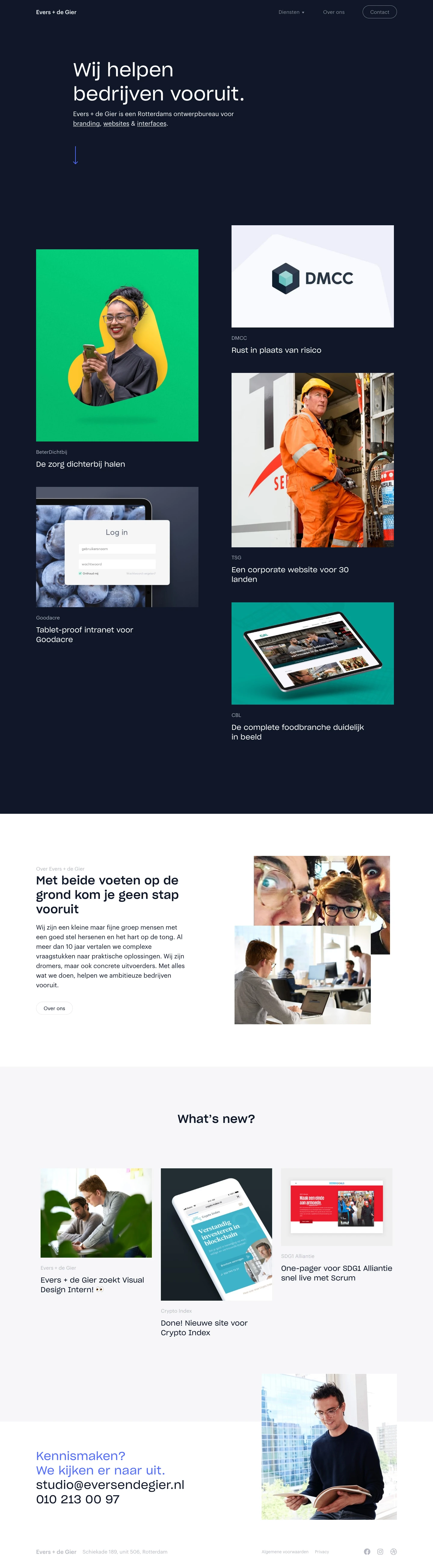 Evers en de Gier Landing Page Example: We build brands, user interfaces and websites that help companies grow.