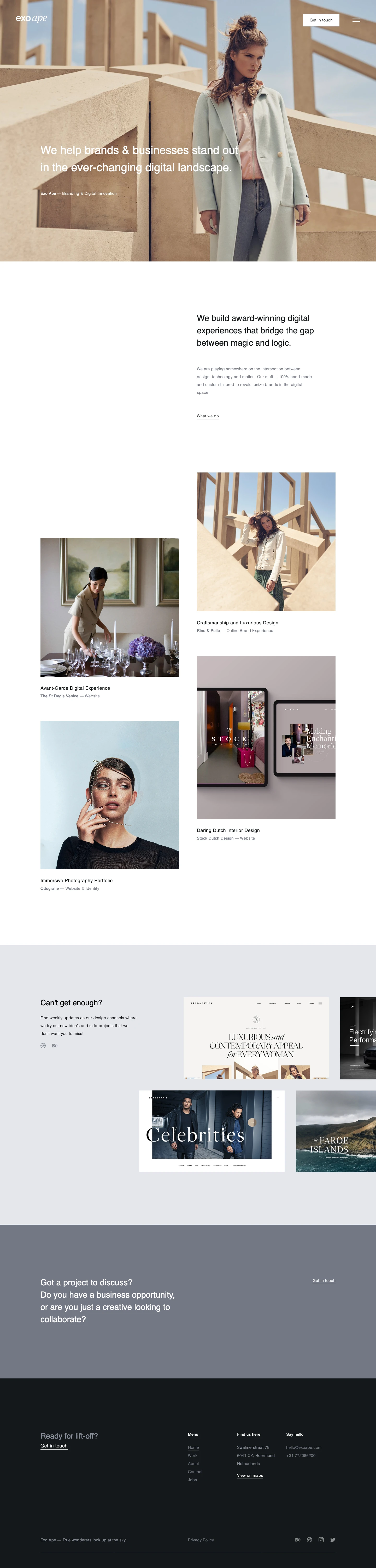 Exo Ape Landing Page Example: We help brands & businesses stand out in the ever-changing digital landscape. We build award-winning digital experiences that bridge the gap between magic and logic.