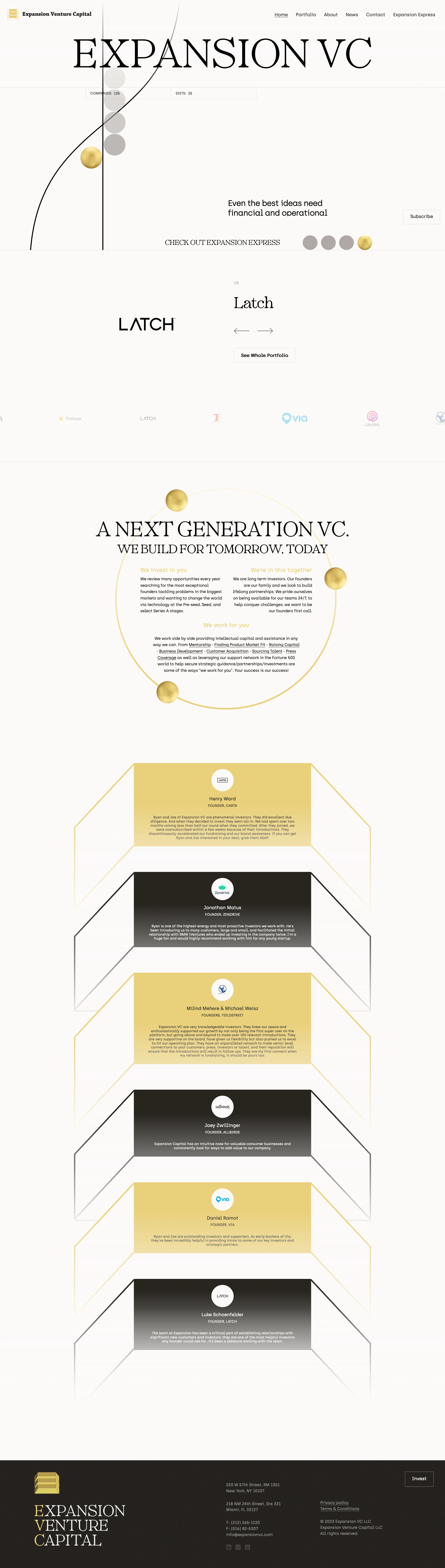 Expansion VC Landing Page Example: EVC is an early stage VC firm focused on investing in pre-seed and Seed stage technology focused companies.