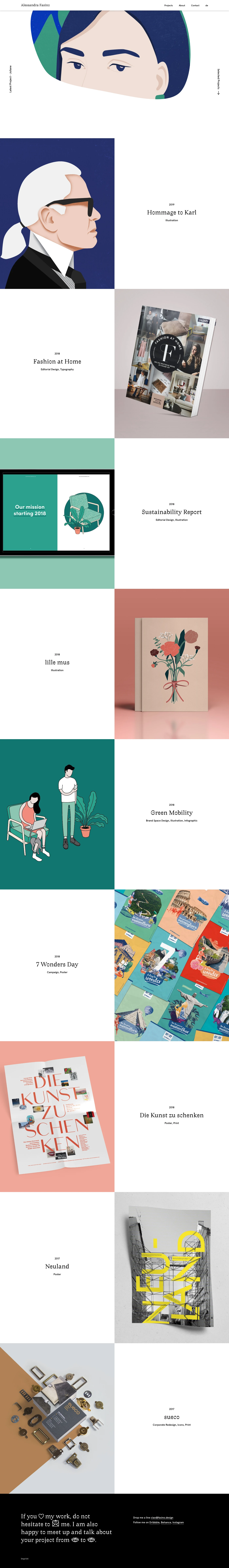 Alessandra Fasino Landing Page Example: My passion lies in developing distinct, exceptional and memorable brand experiences. The concept is always the fundament – because good design can only evolve throughout an idea which was thought ahead.