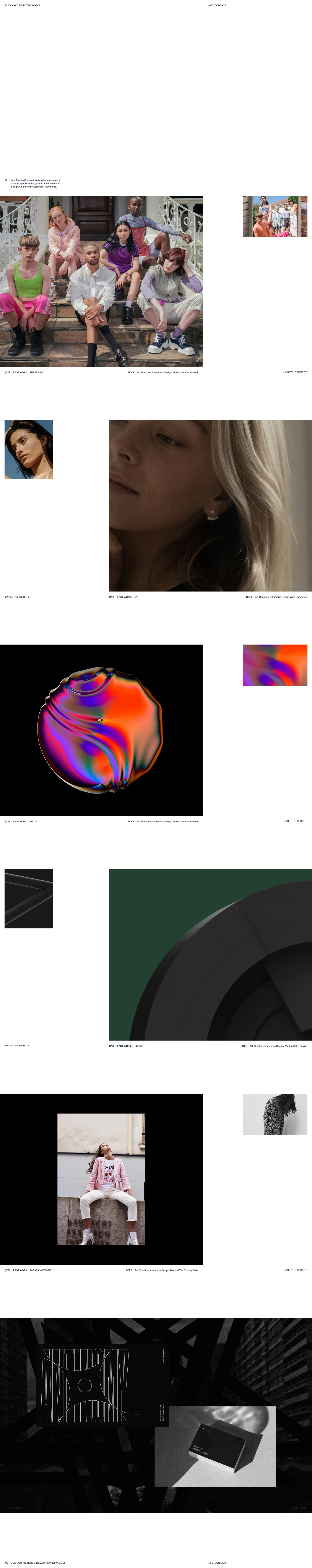 Flavien Guilbaud  Landing Page Example: I am Flavien Guilbaud, an Amsterdam-based art director specialized in graphic and interaction design. I’m currently working at Numbered.