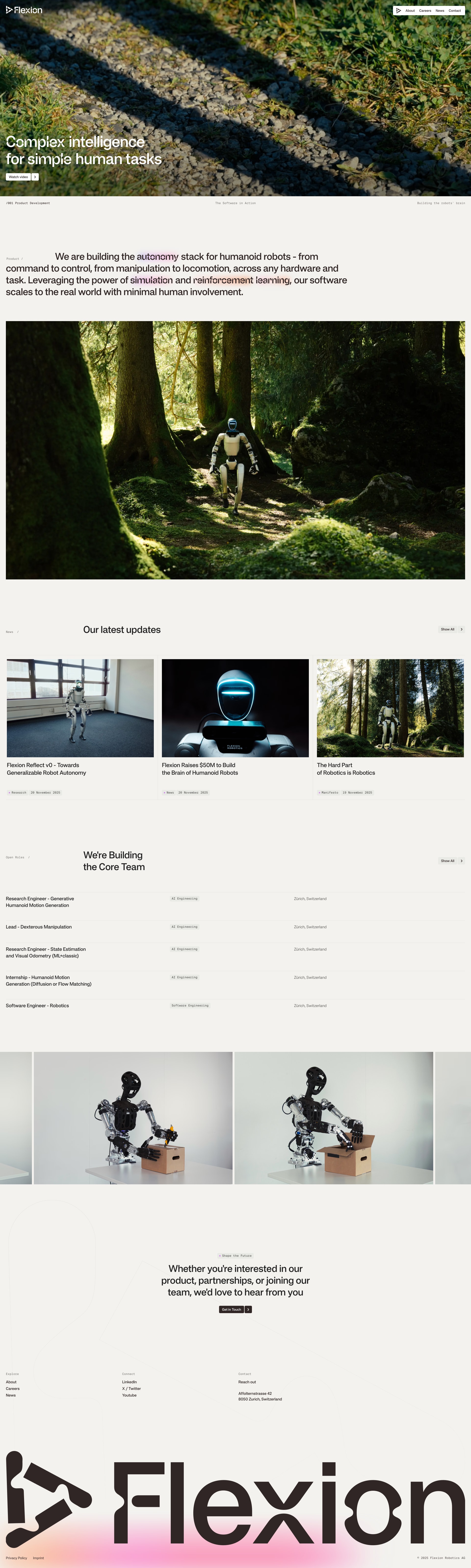 Flexion Landing Page Example: Founded by scientists, roboticists and engineers, Flexion is for those who refuse to settle for the status quo and dare to venture where others won't. Join us.
