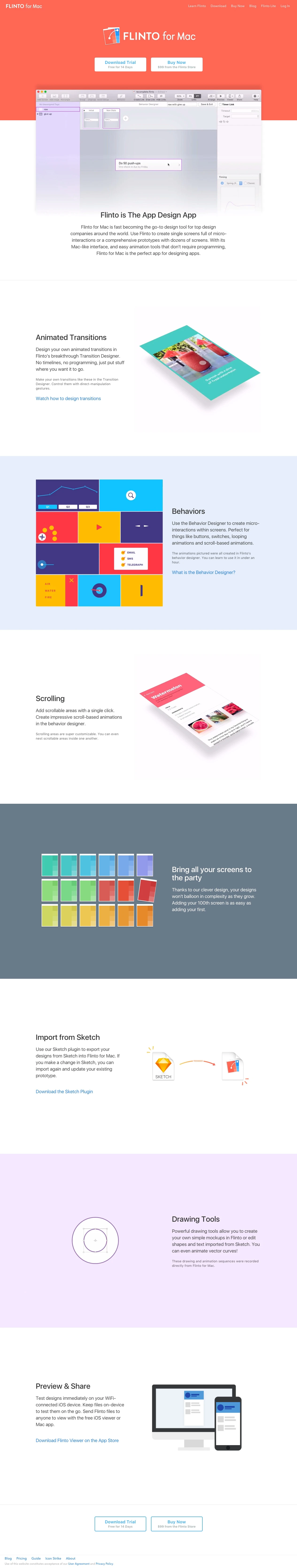 Flinto for Mac Landing Page Example: Flinto for Mac is fast becoming the go-to design tool for top design companies around the world.