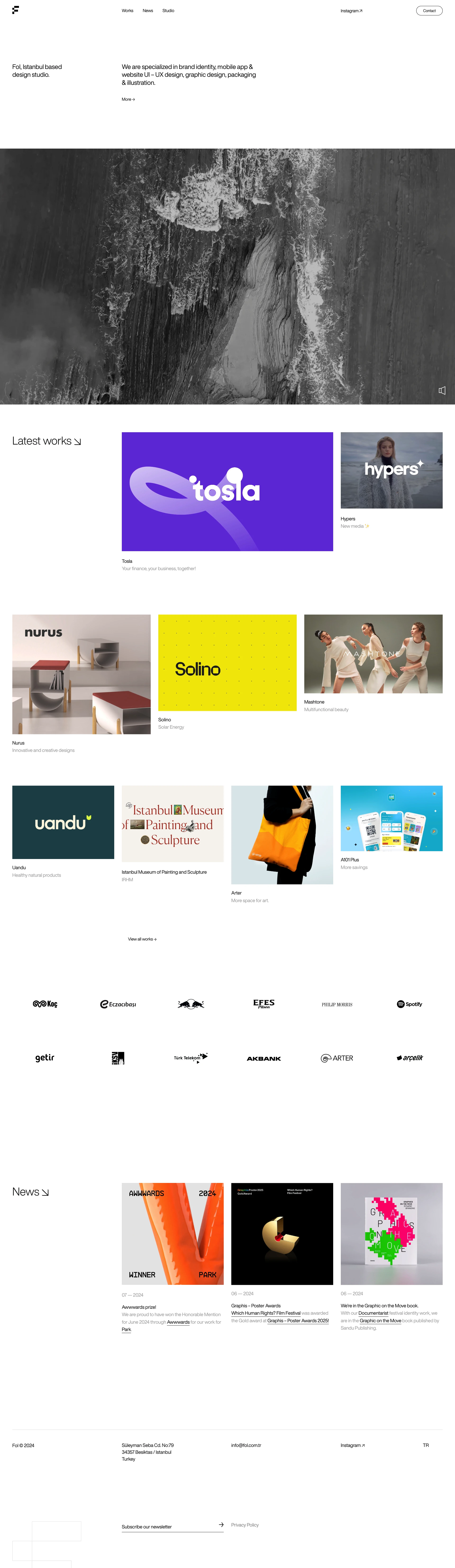 Fol Landing Page Example: We are specialized in brand identity, mobile app & website UI – UX design, graphic design, packaging & illustration