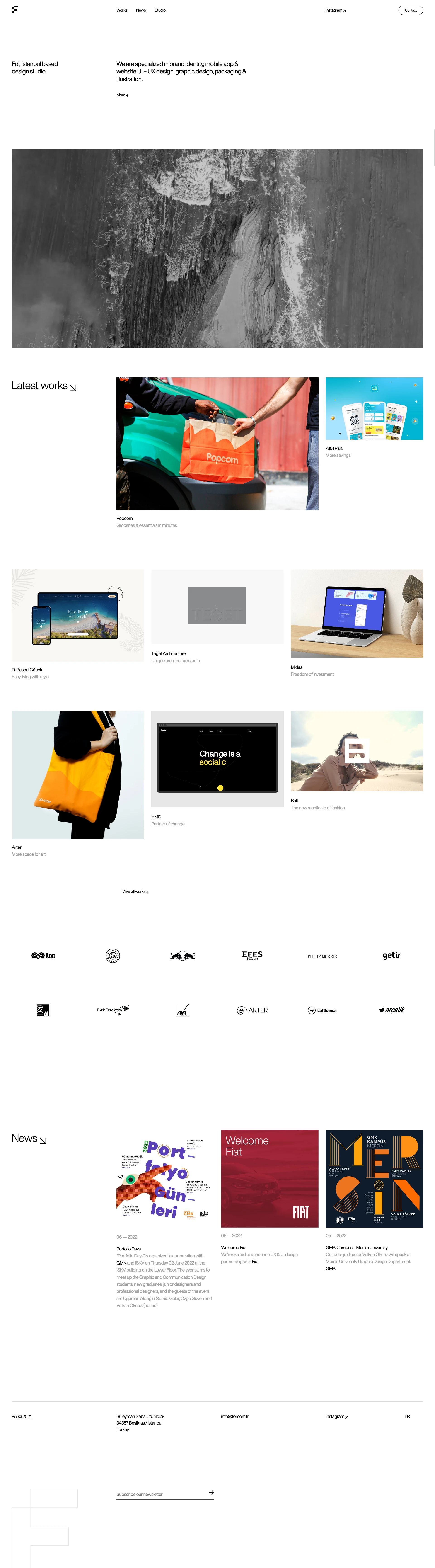 Fol Landing Page Example: We are specialized in brand identity, mobile app & website UI – UX design, graphic design, packaging & illustration.