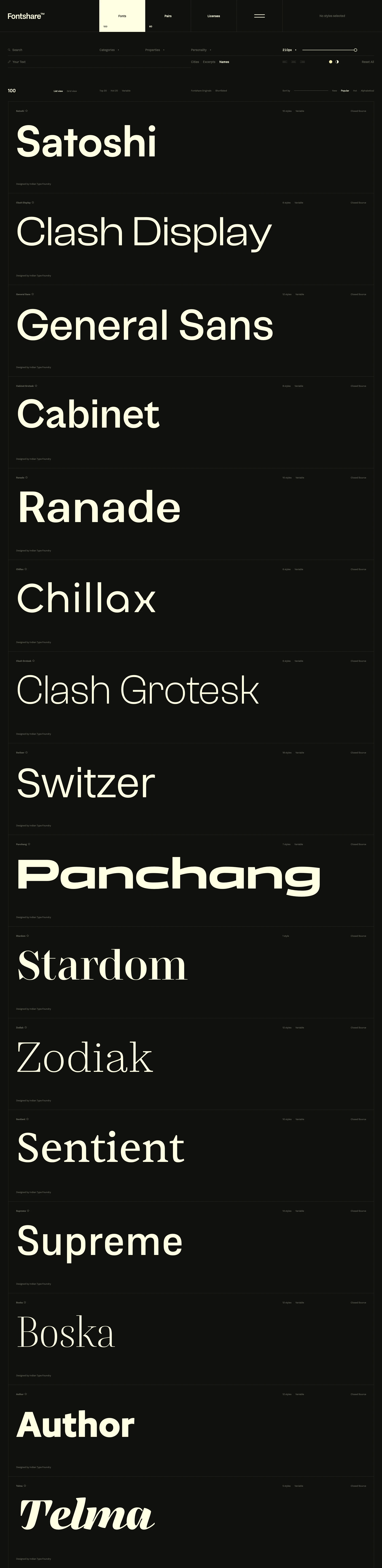 Fontshare Landing Page Example: Fontshare is a free fonts service from the Indian Type Foundry (ITF), making quality fonts accessible to all.
