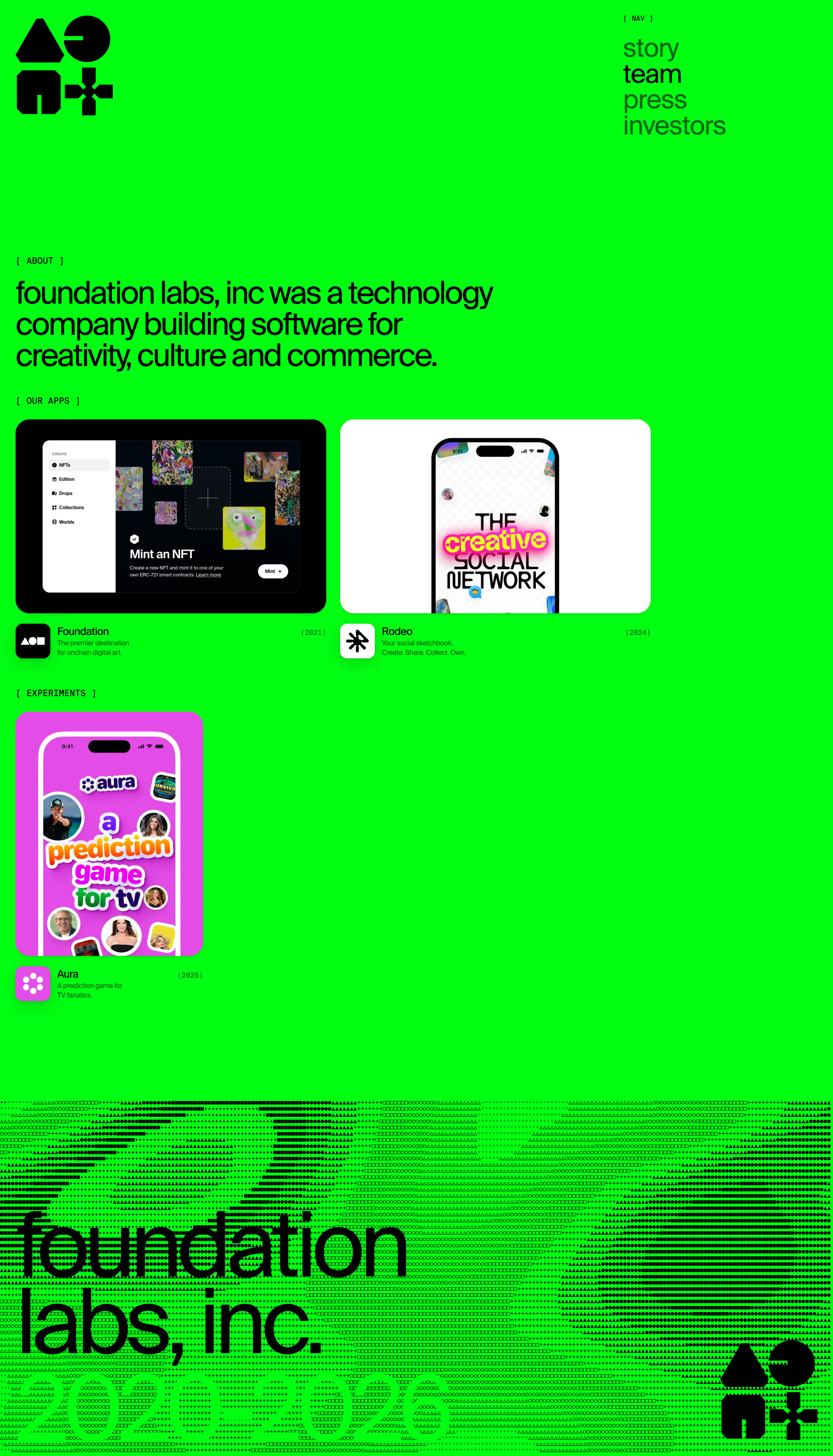 Foundation Labs Landing Page Example: Foundation Labs is a technology company building software for creativity, culture and commerce.