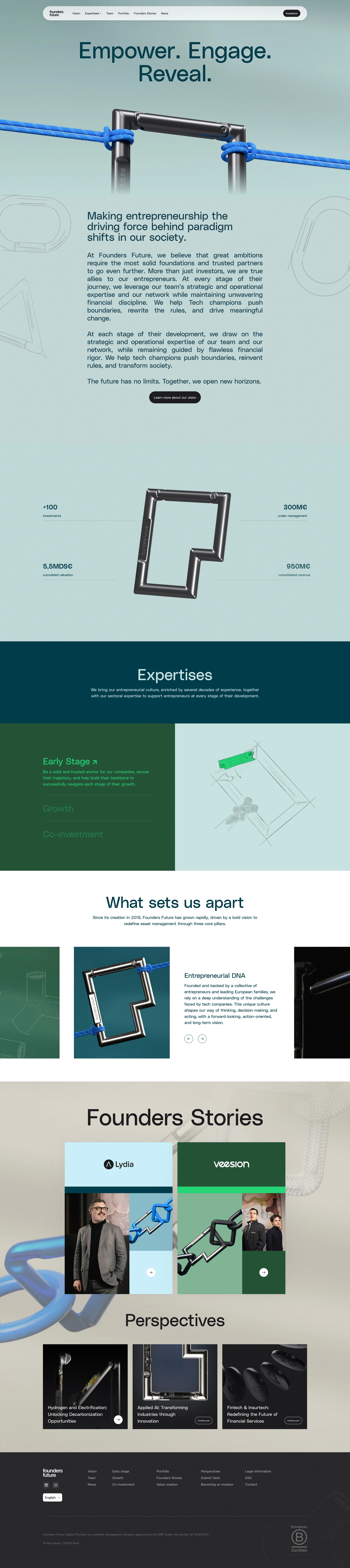 Founders Future Landing Page Example: Founded in 2018, Founders Future is an investment group dedicated to Tech entrepreneurs.