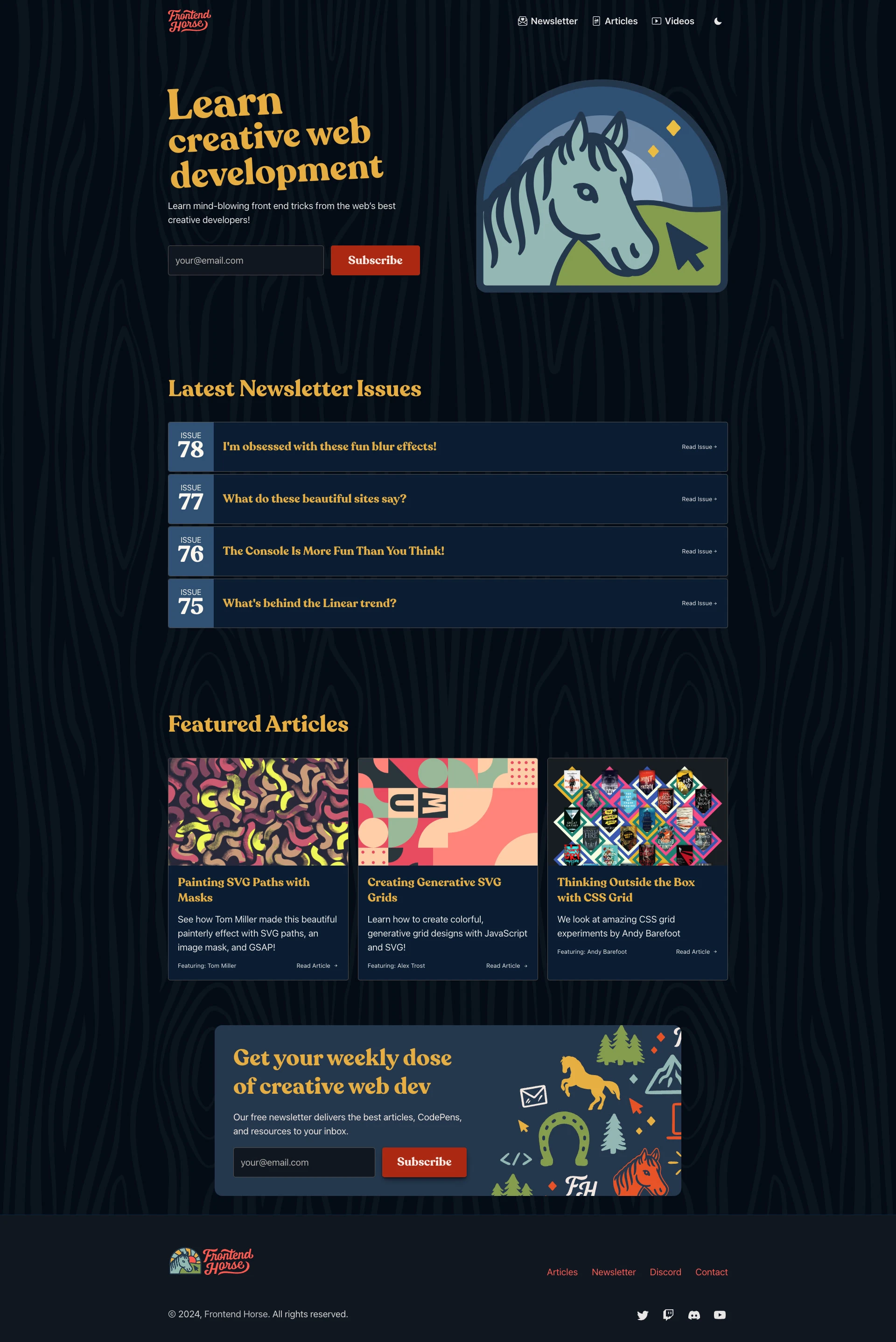 Frontend Horse Landing Page Example: Learn the creative parts of HTML, CSS, and JavaScript. Let's make the frontend fun again!