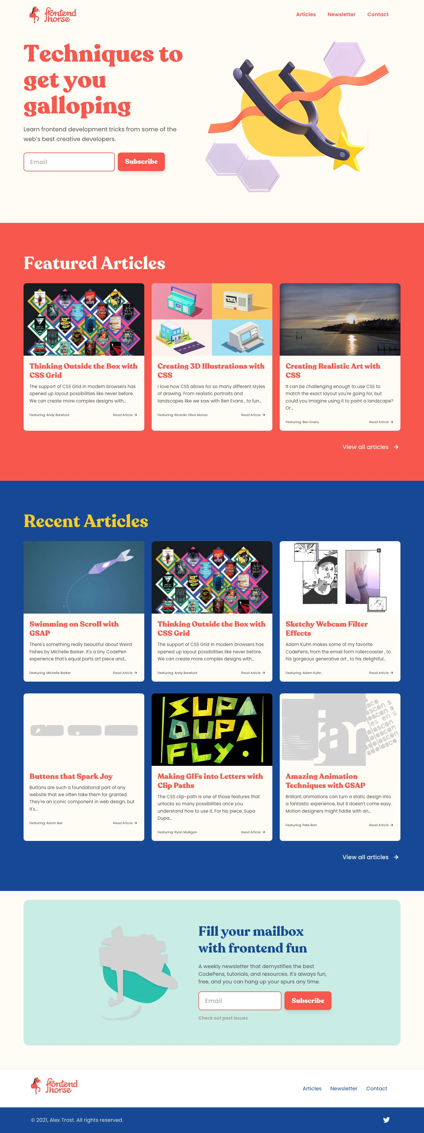 Frontend Horse Landing Page Example: Techniques to get you galloping. Learn frontend development tricks from some of the web’s best creative developers.