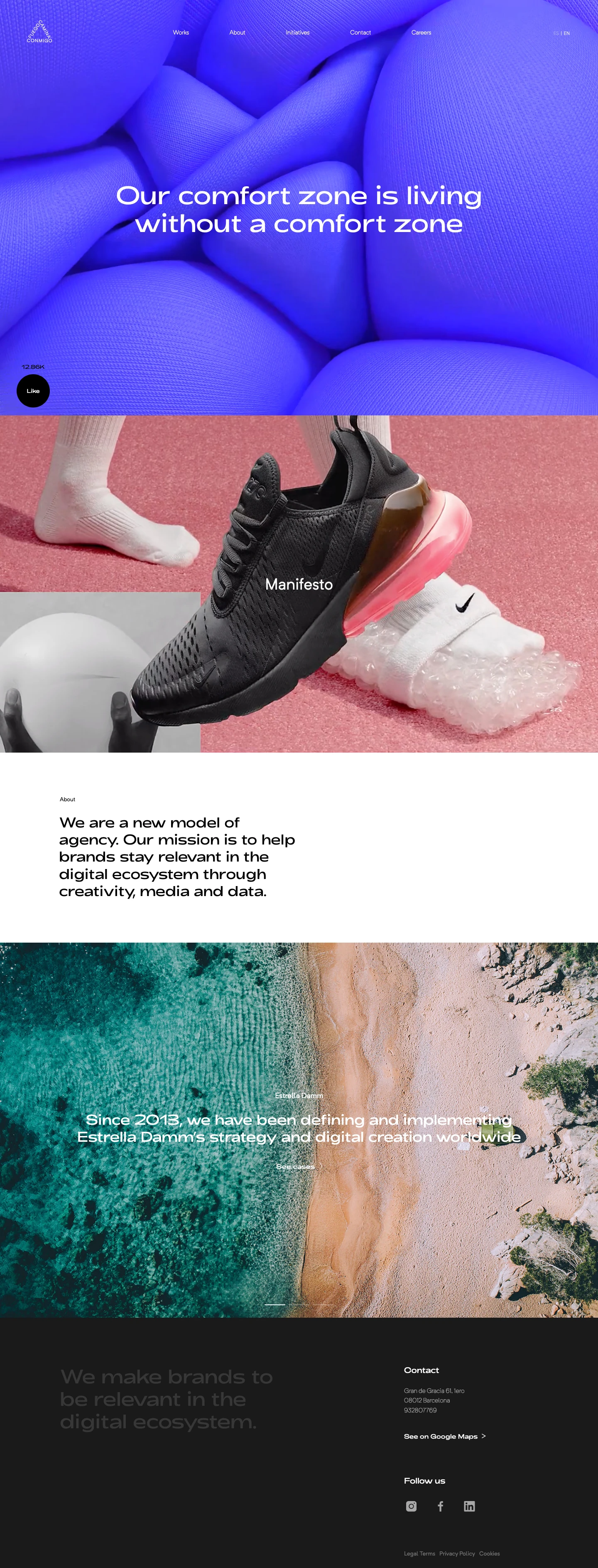 Fuego Camina Conmigo Landing Page Example: We make brands to be relevant in the digital ecosystem.