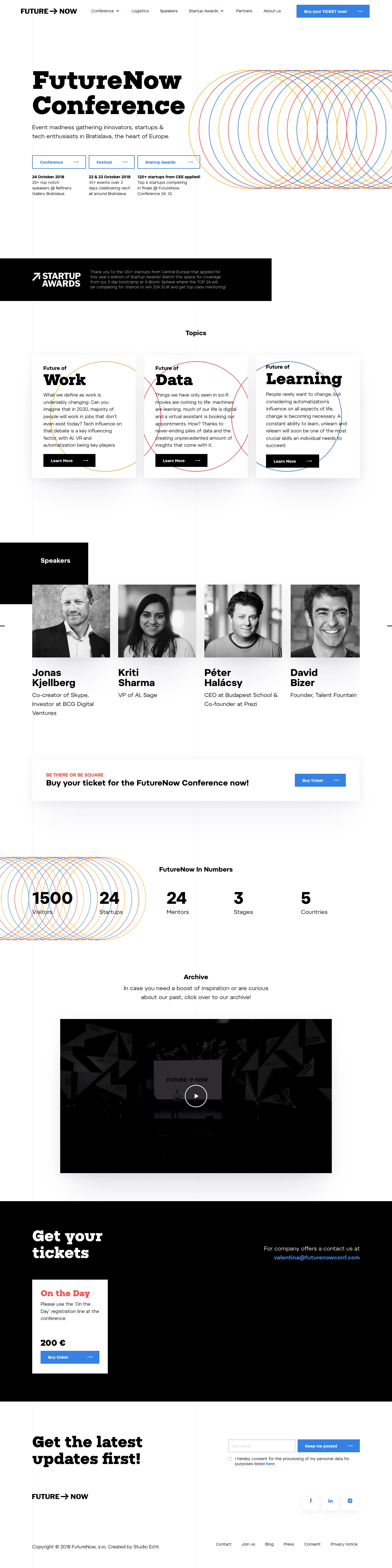 Future Now Landing Page Example: Event madness gathering innovators, startups & tech enthusiasts in Bratislava, the heart of Europe.