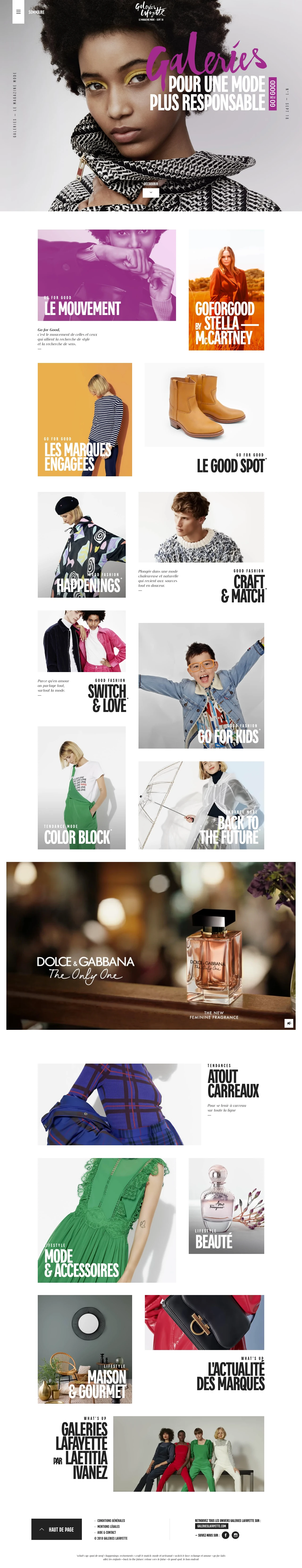 Galeries Lafayette Landing Page Example: Le magazine Mode – Sept 18