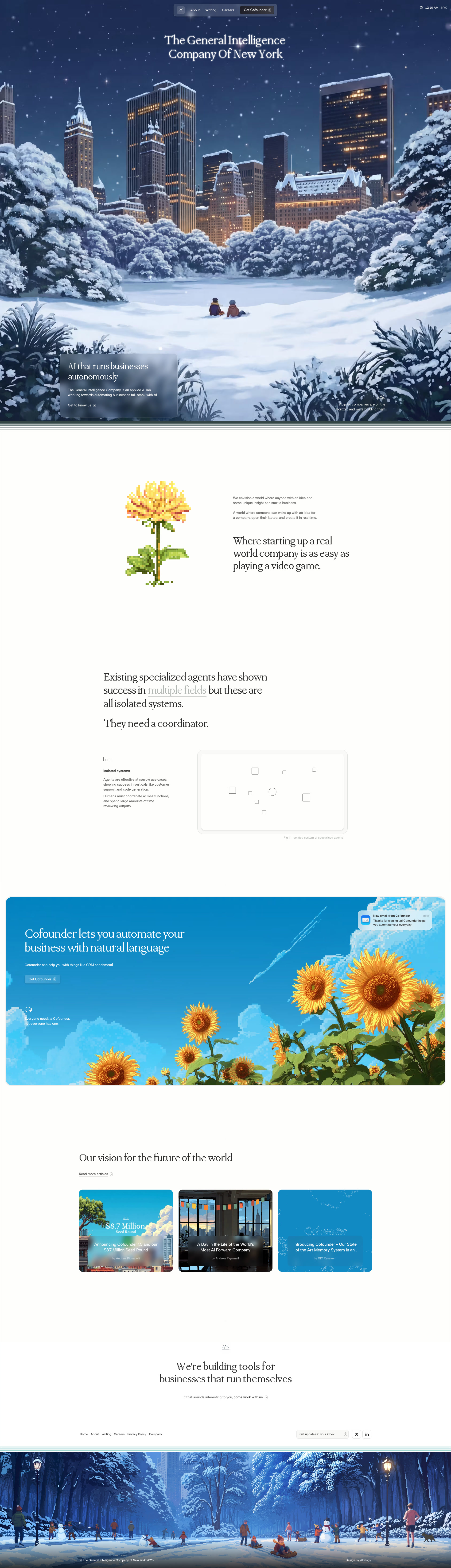 General Intelligence Company Landing Page Example: Automate your life with natural language. Cofounder plugs into your existing tools, writes automations, and organizes workflows. Driving the software you're already familiar with.