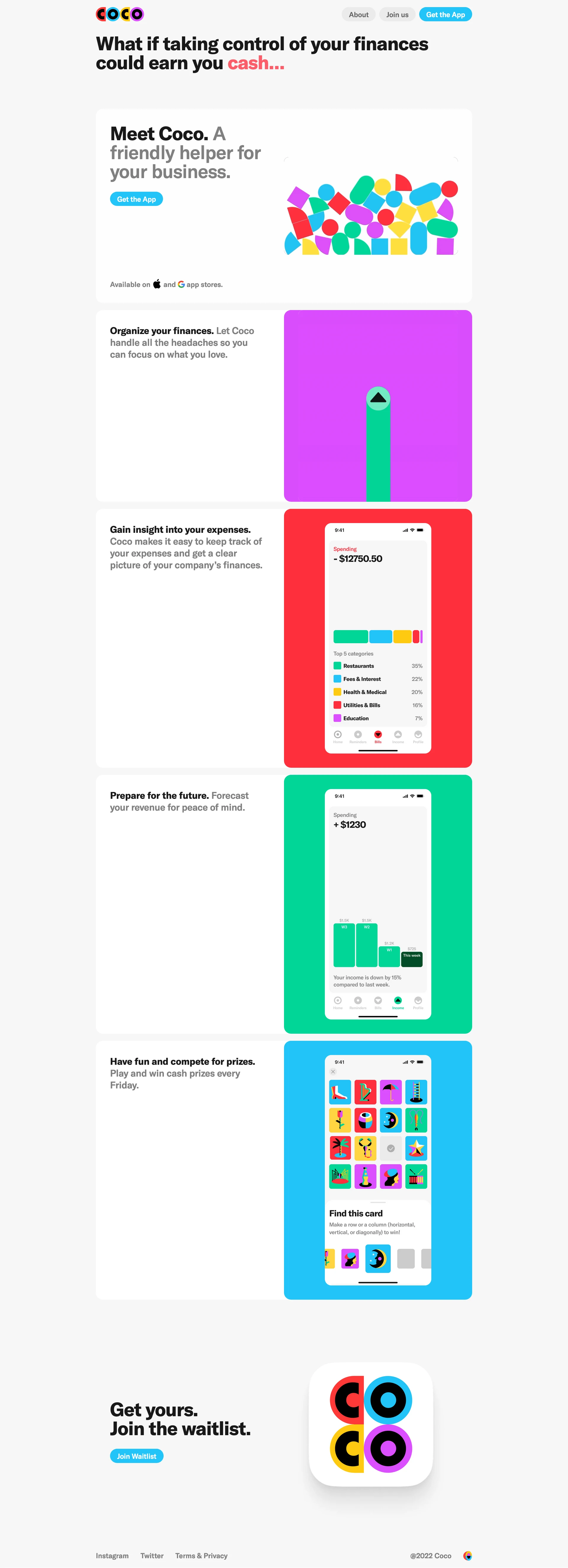 Coco Landing Page Example: At Coco, we believe in entrepreneurs. We believe in business builders. We respect the hustle, the grind, the dedication.