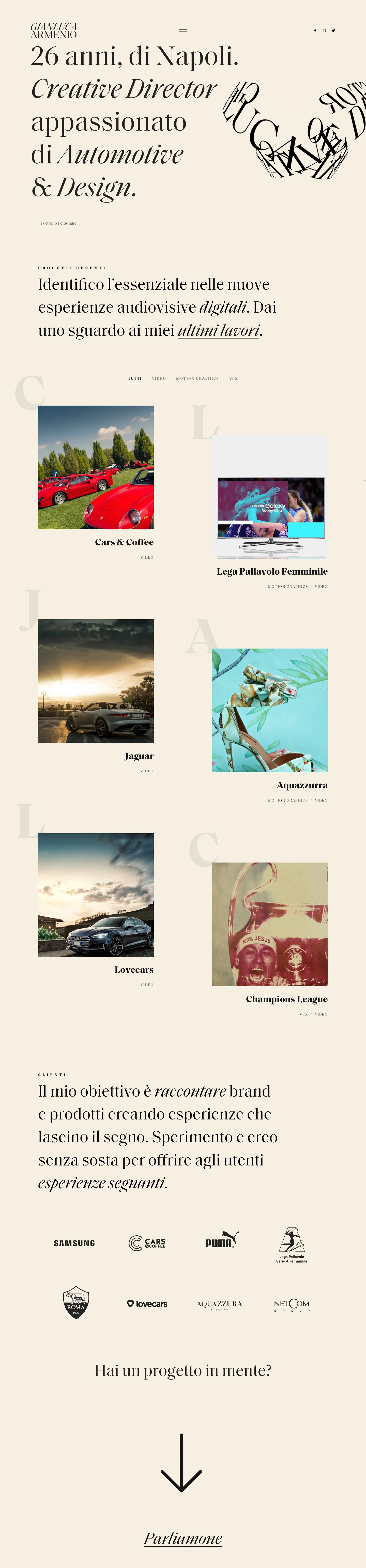 Gianluca Armenio Landing Page Example: Digital Creative Director.