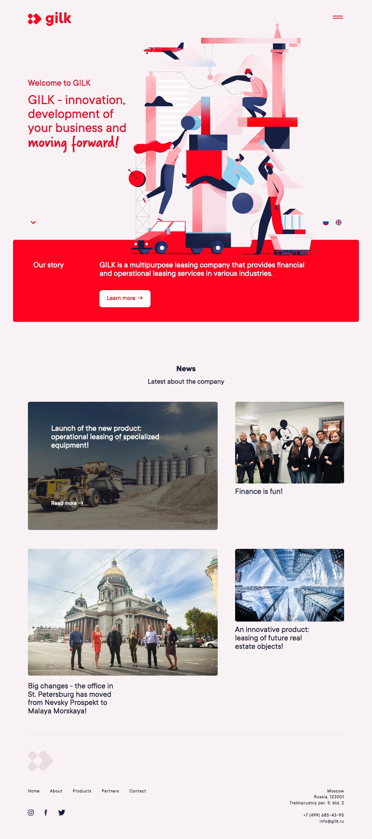 GILK Landing Page Example: GILK is a multipurpose leasing company that provides financial and operational leasing services in various industries.