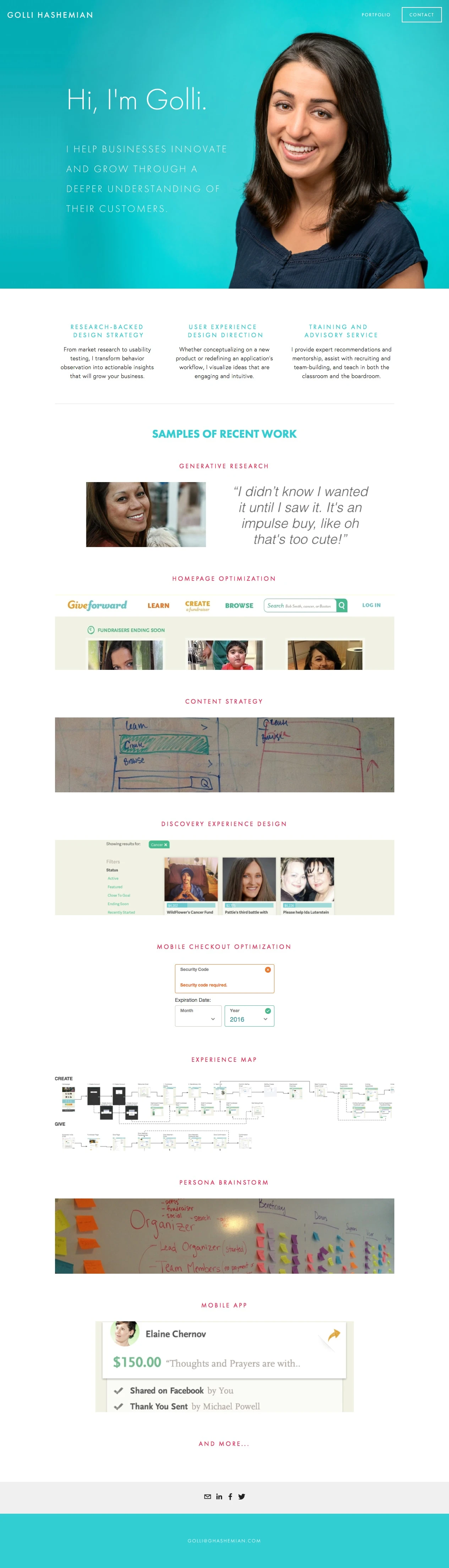 Golli Hashemian Landing Page Example: Hi, I'm Golli