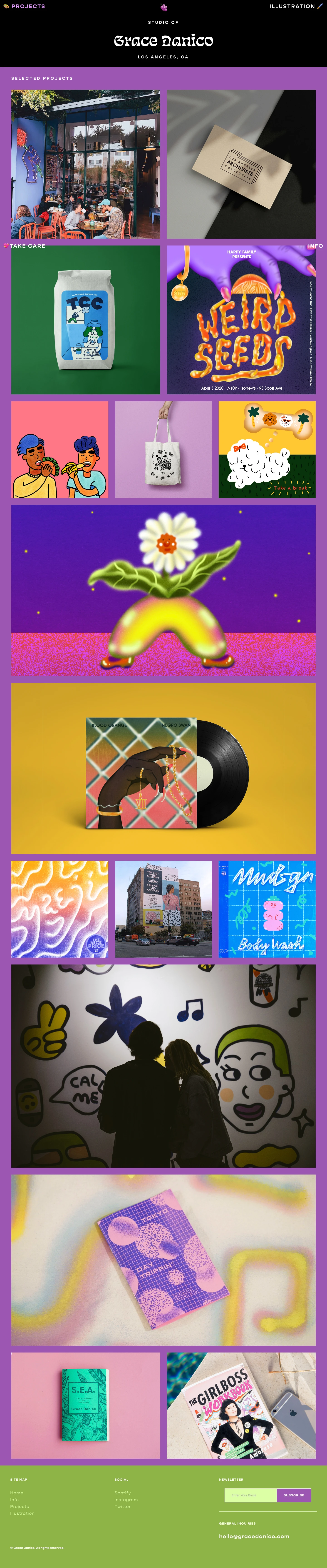 Grace Danico Landing Page Example: Grace Danico is a freelance illustrator, designer, archivist, and DJ based in Los Angeles.